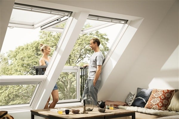 two VELUX CABRIO balcony window for lofts